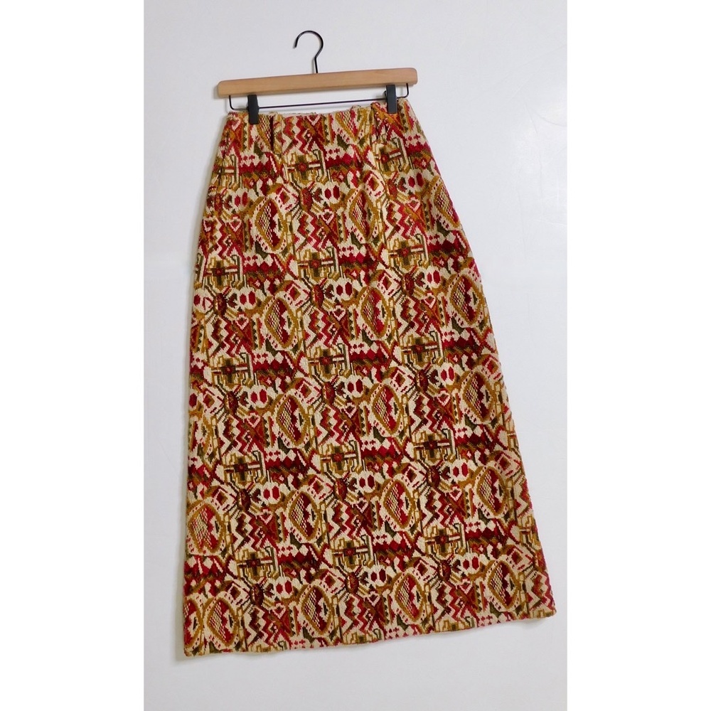Vintage ANN TAYLOR Sportswear Tapestry Midi Skirt Textured Cottagecore Size 2 - Picture 2 of 11